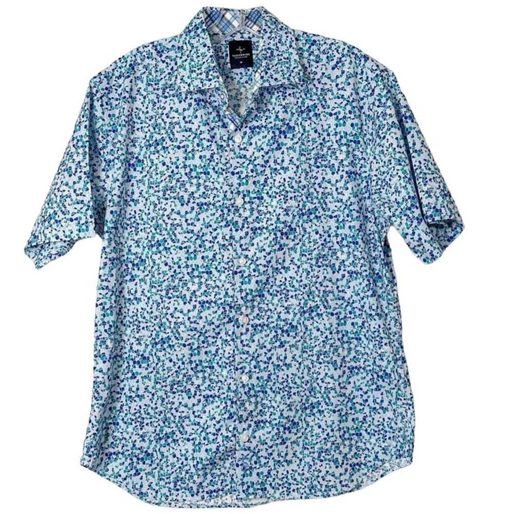 Tailorbyrd Collection Men's Geometric Print Button Down Shirt Blue Size Medium